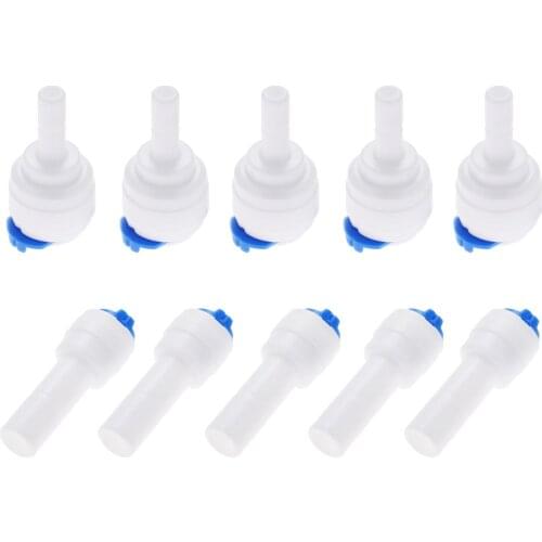 5Pcs Water Filter Plastic Pipe Fitting Straight 1/4" 3/8" OD Hose Connectors Stem Quick Coupling Reverse Osmosis Aquarium System