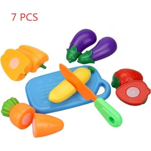 New 7pcs/lot Safe Children Play House Toy Plastic Food Toy Cut Fruit Vegetable Kitchen Baby Kids Pretend Play Educational Toys