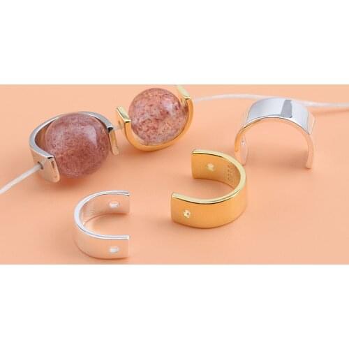 925 sterling silver accessories DIY bracelet U-shaped semi-circular semi-circular beads can be used as necklace pendants