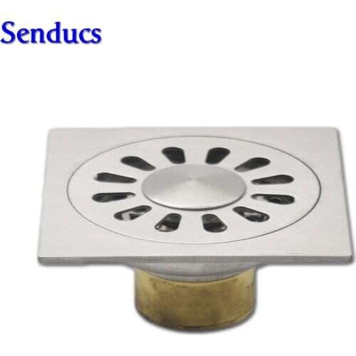 Free shipping Suqare SUS 304 stainless steel floor drain with stainless steel drainer of 10*10cm balcony floor drains