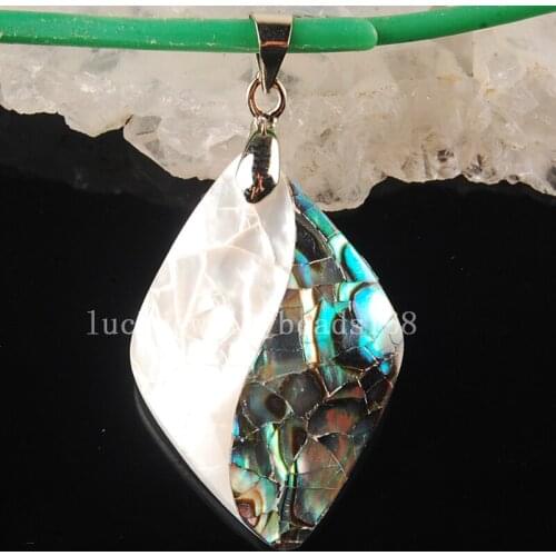 Free Shipping Women Fashion Jewelry 20x30mm New Zealand Ablone Shell Art Pendant Bead 1Pcs C3592