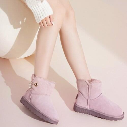 2020 Women Winter Snow Boots Warm Flat Plus Size Platform Lace Up Ladies Womens Shoes New Flock Fur Suede Ankle Boots Female