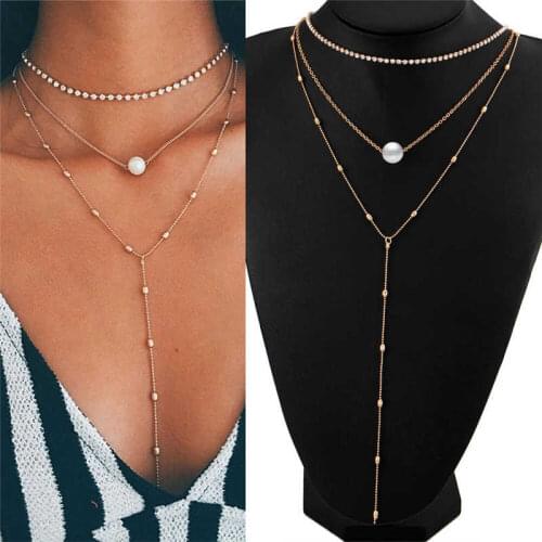 Necklace Pendant Choker Pearl Women Chain Fashion Charm Jewelry Statement Bib