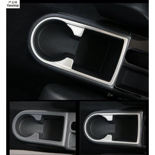 Stainless steel Cup decoration frame Cup mats adornment sequins stickers Car Styling for Skoda 2014-2017 Rapid / Rapid Spaceback