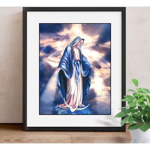 DIY Diamond Painting Mosaic Virgin Mary Wall Decor Full Square Rhinestone Pasted Diamond Embroidery Religion Pattern Gift