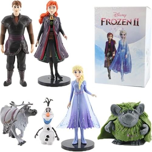 6pcs Disney Frozen 2 Elsa Anna Princess Olaf 7-14CM Action Figure Toys Model Decoration