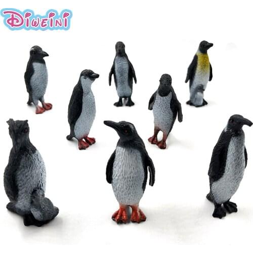 8Pcs/Set Simulation cute penguin sea animal model plastic doll pvc action figure DIY Decoration hot set toys for children gift
