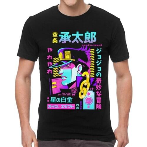 Jojo Bizarre Adventure T-Shirts Men Fashion T Shirts Short Sleeve Vaporwave Aesthetic Jotaro Kujo Manga Tshirts Cotton Tees Top