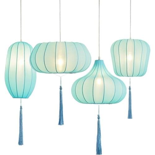 Chinese Style Lantern Chandelier Restaurant Hotel Lantern Chandelier House Aisle Fabric Lighting Simple Decorative Lamp Lantern