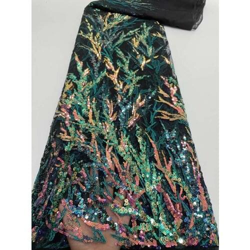 Beautiful Lace Fabric Sequin Embroidery French Tulle Mesh DIY Design Sewing Dress Party Skirt Suspenders Africa Nigeria 5 Yards