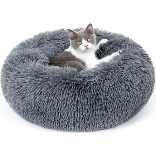 Western Home Faux Fur Dog Bed & Cat Bed, Original Calming Dog Bed for Small Medium Large Pets, Anti Anxiety Donut Cuddler Round