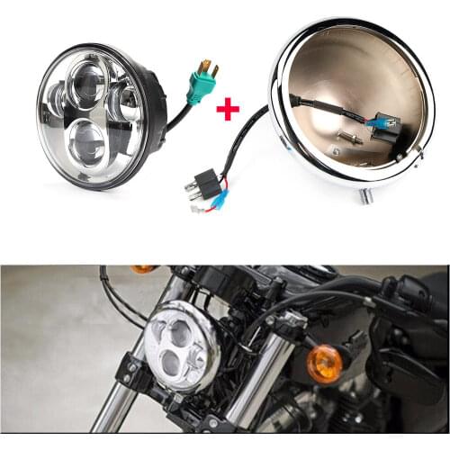 5.75 Inch Round Headlight Housing Bucket For Harley FXWG 5 3/4'' 40W High Low Beam Projector Headlights Headlamp