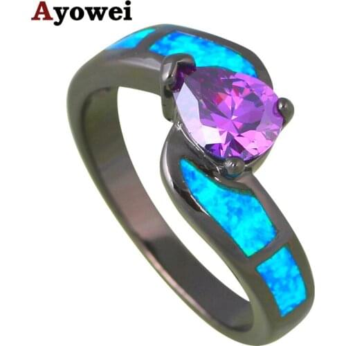 Top Sell Rings Blue Fire Opal Silver Stamped Loweast Price Fashion Jewelry Ring USA Size #6#7#8#9 OR802A