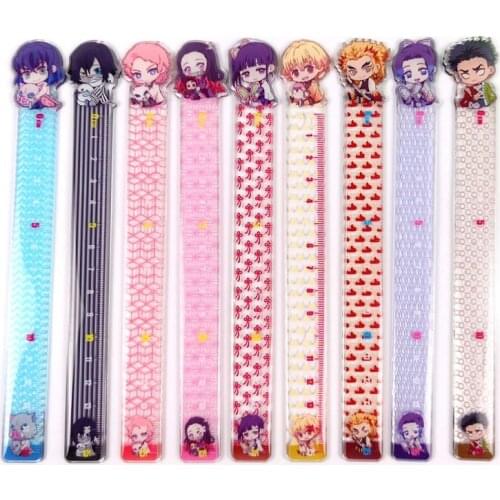 Anime Demon Slayer Kimetsu No Yaiba Kamado Tanjirou Cosplay Ruler Measuring Scale Students Cartoon Measure Ruler Gift