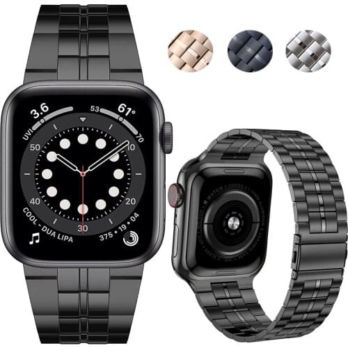 Metal correa for apple watch band 44mm 42mm 40mm 38mm Stainless Steel Metal Bracelet for iwatch se series 6 5 4 3 Upgraded strap