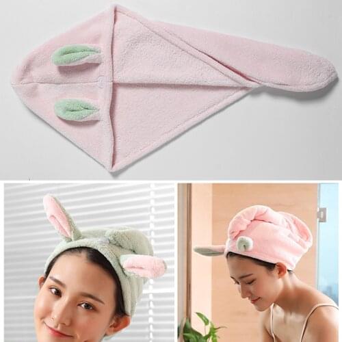 Cute Hair Drying Towel Ultra Absorbent Convenience Quick Dry Hair Turban Hair Towel Wrap for Women Wet Hair Home Textile Towel