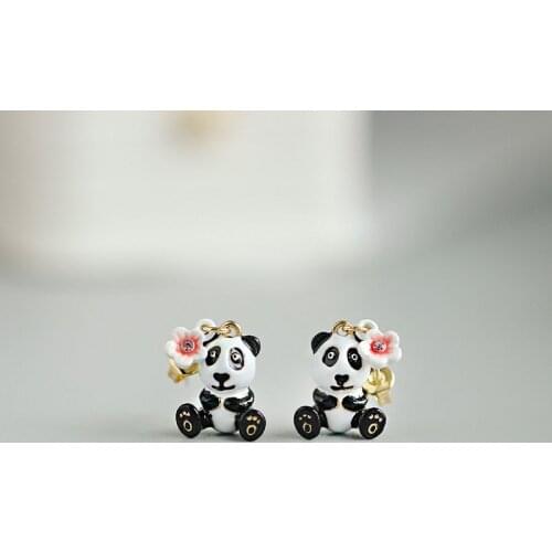 Cute Lovely Panda Earrings For Women Simple Elegant Animal Flower Female Drop Ears Jewelry New