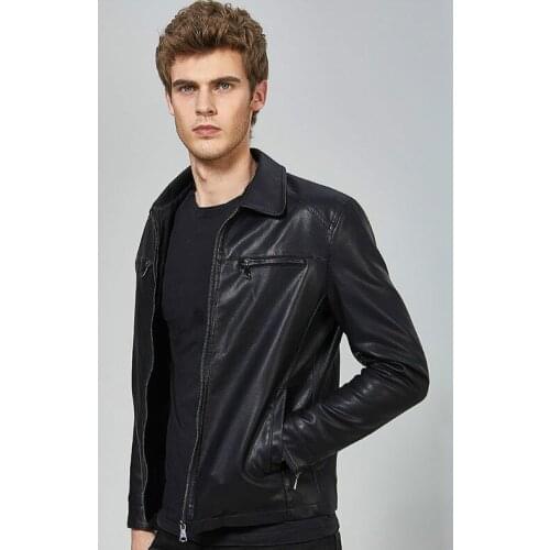 Autumn Winter Mens Leather Jacket Black Motorcycle Jacket PU Leather Slim Fit Cool Plus Size Boy Short Jacket 3xl Clothing Men