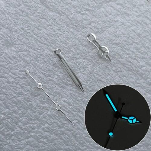 Stainless Steel Watch Hands Sets Three Needles with Blue Luminous Pointer for Sub MOD fit for Movement Miyota 821A/8215/8N24
