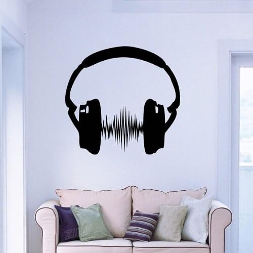 Headphones Wall Decal Art Stickers Bedroom Modern Home Interior Decor Decals Sound Music Party Decoration Mural Wallpaper D146