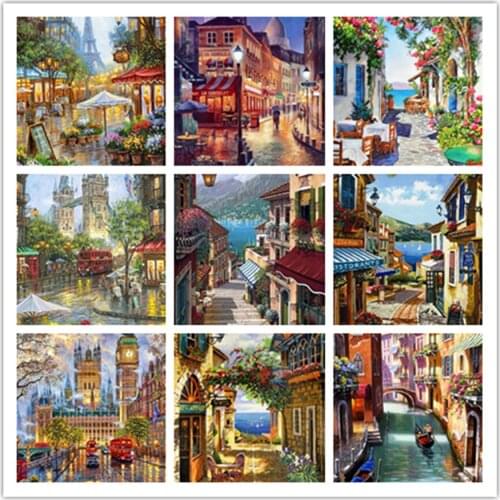 2021New 5D Diamond Painting Round Diamond Embroidery Landscape Mosaic Rhinestone Picture Home Decor