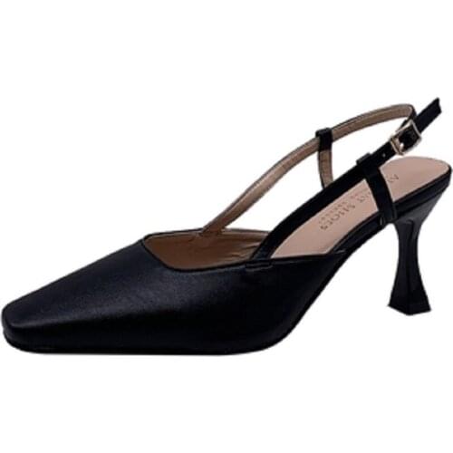 2021 summer new square toe high heels stiletto buckle French girl single shoe sandals