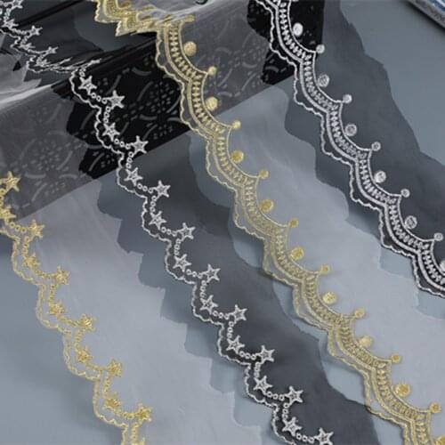 CHICKNIT 10 yards new star gold silver mesh lace trim Lolita net Embroidery lace ribbon for Sewing cloth Accessorie WS07 WS08
