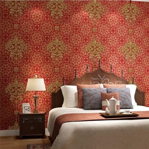 Wellyu papel de parede 3D Chinese Red knot wallpaper living room bedroom TV background wall new Chinese hotel wallpaper retro