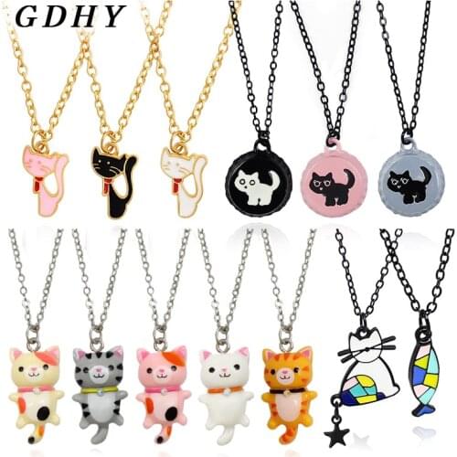 GDHY Cat Series Necklace Cute Bottle cap Puzzle Resin Enamel cat Animal Pendant Necklace Chokers Party Collares Jewelry Bijoux