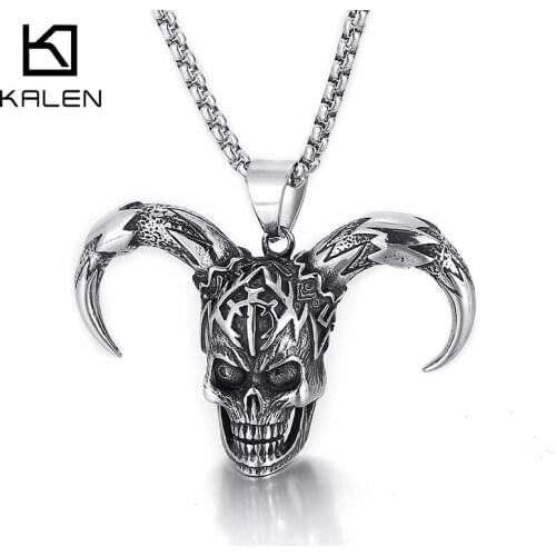 56*36mm Stainless Steel Clown Weird Face Pendant Necklace
