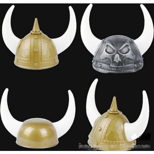 2019 Free shipping New Adult Plastic Crazy cheap viking helmet with horns halloween party hat with horns for costume accessory