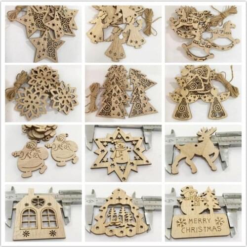 Multi Style Creative Wood Craft Christmas Wooden Pendants Ornaments Kids Gift DIY Xmas Tree Ornament Christmas Party Decorations