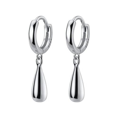 Real. 925 Sterling Silver Fine jewelry Waterdrop Geometric ear hoop huggie earrings Piercing C-G8747
