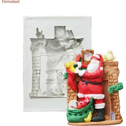 Christmas 3D Santa Claus Shape Silicone Mold DIY Chocolate Biscuit Fondant Cake Mold Cake Decorating Tools Candy Gum Paste Mold