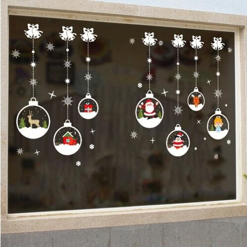 Christmas crystal ball DIY pendant Santa Elk window wall sticker glass door and window store decoration wall sticker