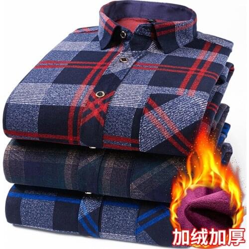 Regular Fit Mens Thick Double-sided Velvet Shirt 2021 New Business Fashion Warm Bottoming Shirt Classic Brand Male Soft Clothes