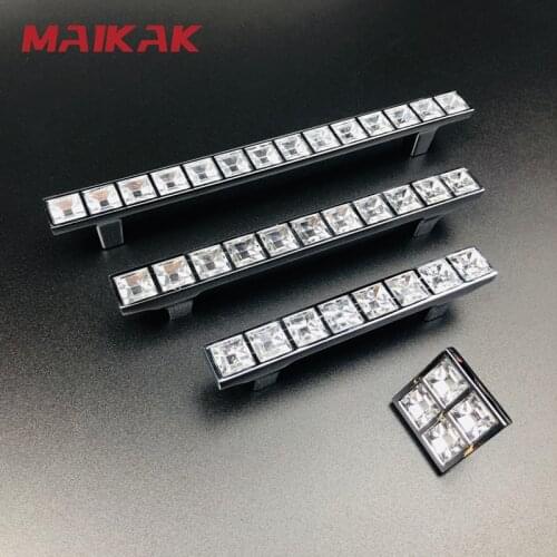 Crystal Diamond Cabinet Handles Luxury Zinc Alloy Fashion Cabinet Door Pulls Drawer Knobs European Wardrobe Furniture Handle