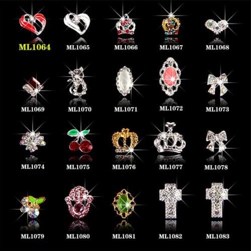 10pcs Nail rhinestone Shape of love An crown Cherry Alloy nail accessories Imbue Diamond nail jewelry crystal nail art