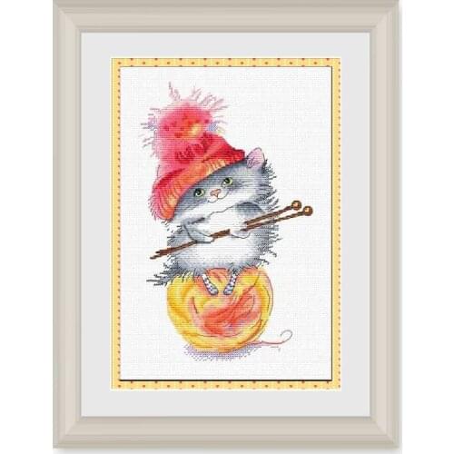 Fishxx Precision Printing Kit A3236 Knitting Thread Group Small Mouse Home Hand Sewing Hanging Picture