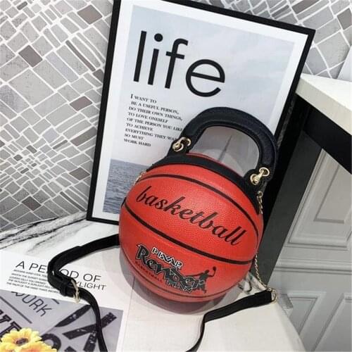 Trend Round Female Bag Basketball Styling Personality Creative Hand Luggage Shoulder Chain Diagonal Package Crossbody