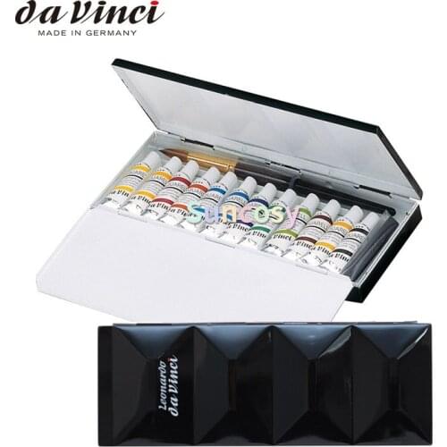 Da Vinci 4030 Watercolor, Heavy Enamel Boxed, 12 Color 5ml Watercolor Set, with A Brush - Series 26 HARBIN-KOLINSKY size 10