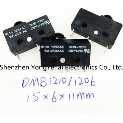 YYT 5PCS DMB-1210/1206 mushroom head micro switch limit switch 15*6*11 threading foot