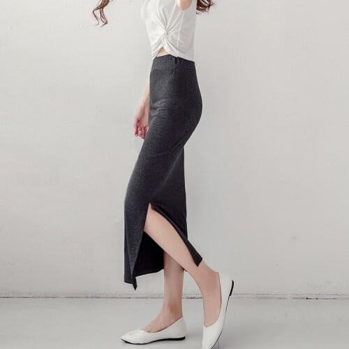 Mazefeng 2020 Women Sexy Slit Bodycon Skirts Women Package Hip Vintage Skirts Female Floral Print Waist High Skirts Ankle-Length