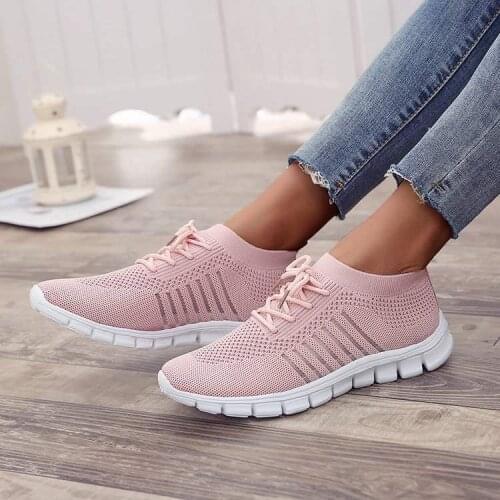 Women Flat Platform Sneakers Breathable Mesh Fabric Casual Shoes Women Sneakers Size 43 Comfortable Ladies Walking Boat Shoes
