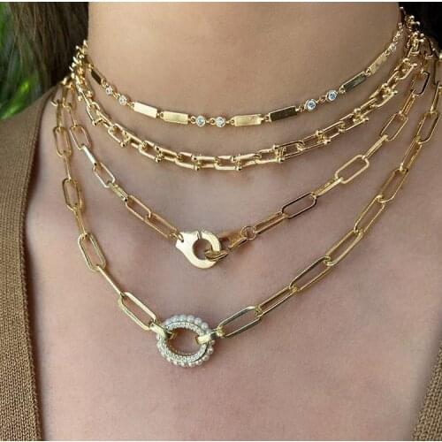 Handcuff Necklace Highlights lInk Chain Cuff Charm Necklaces Choker Femme Chain Gold Color Necklace For Women Jewelry 2020 New