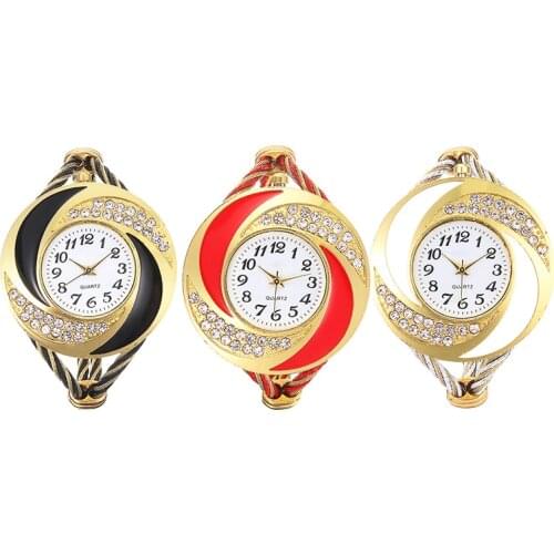 Women Bracelet Quartz Watch Fashion Rhinestone Mini Arabic Numerals Dial Wristwatch Steel Wire Round Bangle Cuff Watch Lady Gift