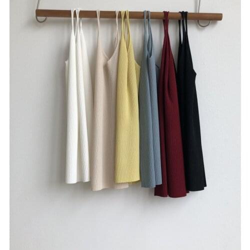 2020 Fashion Boho Summer Casual Tops Stretch Sexy Sleeveless Knitted Women V-Neck Tank Top Female Candy Color White Camis