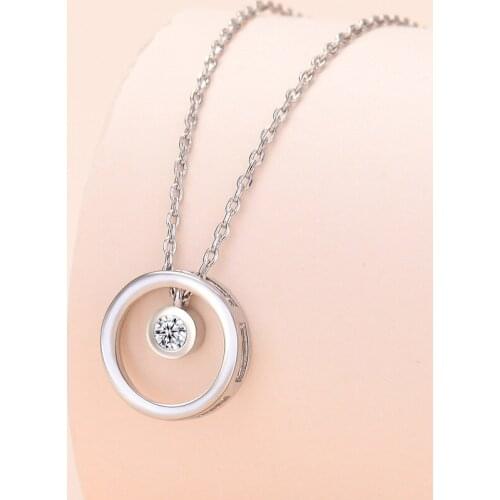 Zircon Ring Chain Necklace Female Fashion Temperament Platinum Plated Pendant Clavicle Chain Jewelry