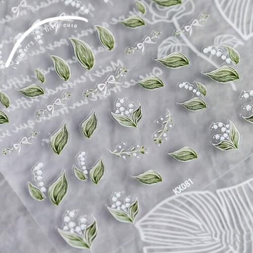 1 Sheet Creative Pattern Nail Decal Campanula Flower Green Leaf Design Sticker Manicure Decoration Accessories