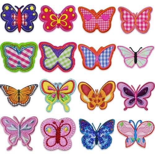 1pcs Butterfly Flower Patches on Clothes Appliques Sewing Supplies Pink Badges Iron on Patch Embroidery Clothing Stickers